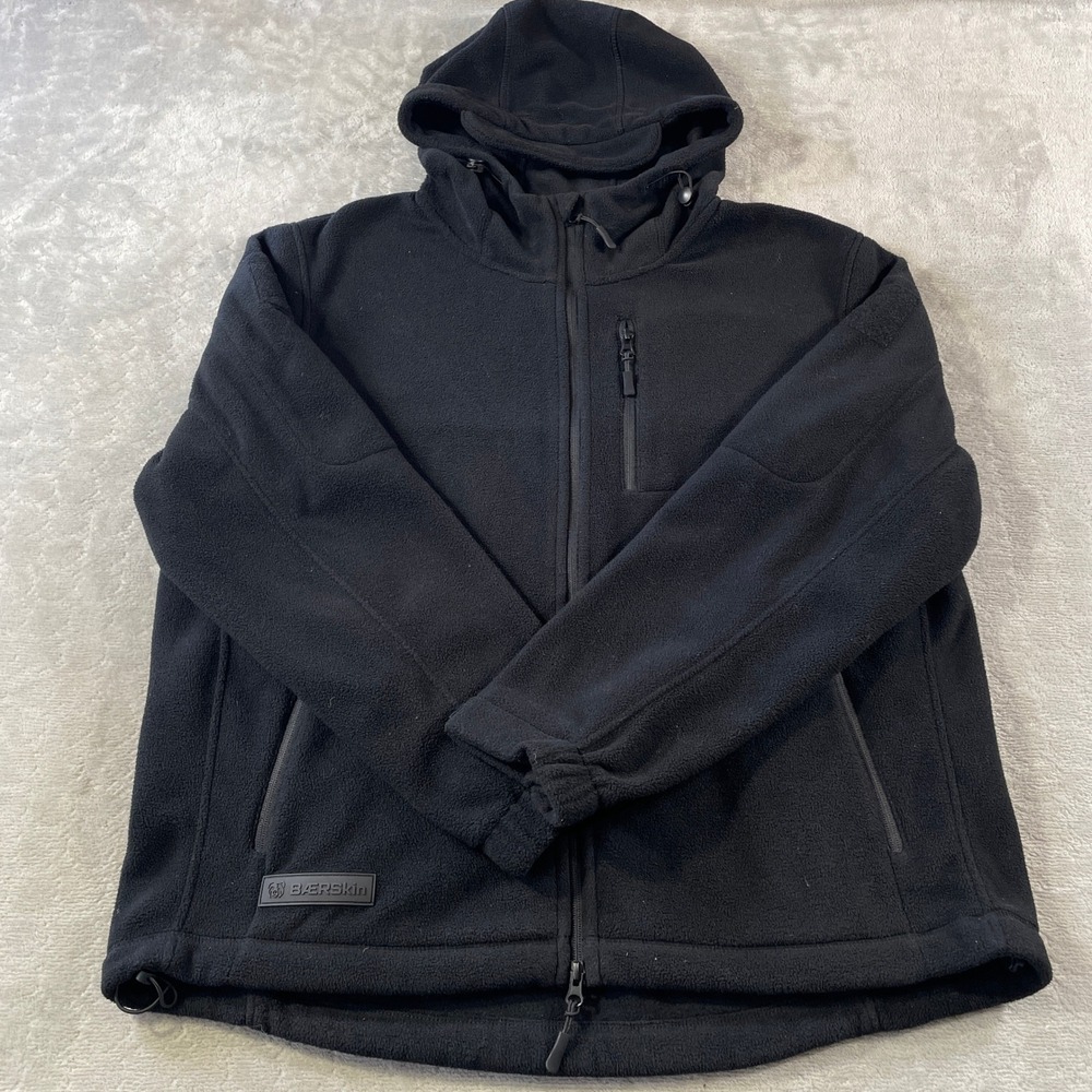 Baerskin Tactical Hoodie Mens XL Black Full Zip Fleece Jacket Outdoor Pockets